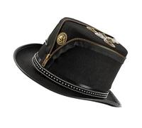 ZwaitL Cappello a cilindro vittoriano con rivetti e cerniera, design punk, cosplay, eventi, copricapo per feste in maschera e palcoscenico vittoriano cosplay