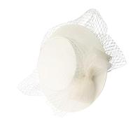 ZwaitL Cappello da cocktail da donna con fiocchi in lino leggero design a rete per ballo scolastico evento viaggio pratico accessorio moda fiocco cappello velo, bianco, Taglia unica