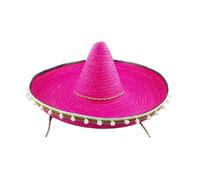 ZwaitL Cappello di paglia alla moda Mexicanos con pompon bianchi, per feste a tema Fiesta Mexicanos