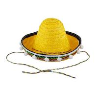 ZwaitL Cappello paglia messicano alla con pompon, per festival Cappelli sombrero per feste a tema messicano Fiesta