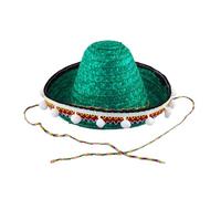 ZwaitL Cappello paglia messicano alla con pompon, per festival Cappelli sombrero per feste a tema messicano Fiesta