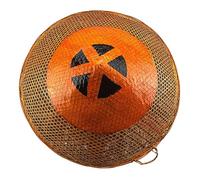 ZwaitL Cappello unisex in rattan intrecciato cinese da esterno tradizionale per amici e famiglie cappelli da sole per donna protezioni UV coda di cavallo protezioni UV tesa larga portatile per viaggi