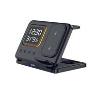 ZwaitL Dock Ricarica Veloce Intelligente con Display a LED, Lampada Regolabile, Perfetto per i Viaggi a casa, Orologio con Base Ricarica