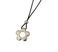 ZwaitL Elegante collana con ciondolo a forma di fiore traforato, con cordoncino in pelle per un look unico e senza sforzo