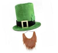 ZwaitL Homburg - Cappello a cilindro da leprechaun con barba verde, cappello porkpie per ragazzo, uomo, club, irlandese, accessori per le vacanze, cappelli Fedoras per donne, uomini e bambini, D