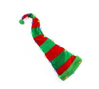 ZwaitL Light Up Elfi Cappello Natale Pile Cofano Vacanza Leprechaun Allegro Streetwear Blingbling Cappelli lunghi Cappello a righe Cappelli per le donne