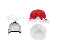 ZwaitL Mrs. Clause Cappello Santa Capelli Collana Grembiule E Occhiali Set Accessori Costume Per Le Donne Vestito Cosplay Di Natale