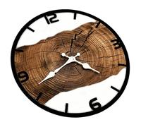 ZwaitL Orologio da parete in legno, movimento silenzioso, rotondo, creativo, design in metallo e legno, adatto per la decorazione di casa e ufficio, movimenti silenziosi da parete