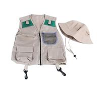 ZwaitL Outdoor Explorers Kit Cargo Gilet E Cappello Set Cortile Natura Avventure Lavabile Ragazzi Ragazze Halloween Dress Up Kit Bambini Costumi