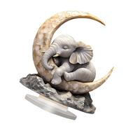 ZwaitL Statua artistica a forma di elefante che dorme sulla luna, 2D, piatta, in acrilico, ornamento decorativo per soggiorno, ufficio, scrivania, ornamento artistico da scrivania