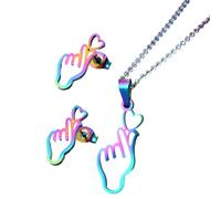 ZwaitL Unico Orecchio Monili Del Pendente Della Collana Mano Cuore Gesto Orecchio Borchie In Acciaio Inox Texture Per Gli Individui Delle Donne Alla Moda Simbolo, Misura unica, come descritto, come