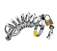 ZWBHSH Gabbia per Pene con Dilatatore Uretra Gabbia per Castità in Acciaio Inossidabile SM Tortura Bondage Gabbia per Cazzo Fetish Progettata Ergonomicamente per Gli Uomini Sex Toys,38mm