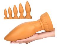 ZWBHSH Plug Anale Morbido Silicone Butt Plug Dildo Anale Massaggiatore Prostatico con Ventosa Ano Dilatatore Masturbatori Giocattoli del Sesso per Principianti E Uomini E Donne Esperti,d'oro,S