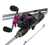 ZWCSHUU Canna da Pesca combinata 1,7 m Canna da Casting in Fibra di Carbonio e Mulinello da baitcasting Max Drag 8 kg for spigole Set Combinato di Canna(1.7m And Left Hand,Color1)