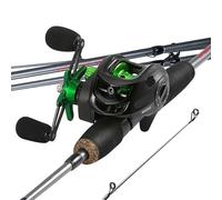 ZWCSHUU Canna da Pesca combinata 1,7 m Canna da Casting in Fibra di Carbonio e Mulinello da baitcasting Max Drag 8 kg for spigole Set Combinato di Canna(1.7m And Left Hand,Green)