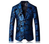 ZWEBY Abiti da Uomo Giacca da Uomo Slim Fit da Uomo, da Uomo, da Discoteca, da Discoteca, Festa in Scena per Affari (Colore : Blue Gold, Size : 5XL)