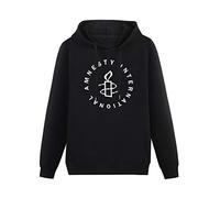 Zweck Pullover Warm Hoodies Amnesty International Logo Hoody Long Sleeve Sweatershirt Black L