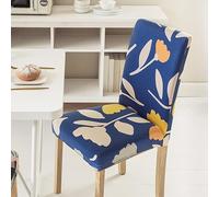 Zweig Coprisedie Con Schienale Fiori Gialli Blu Elasticizzato Copri Sedie Soggiorno Cucina, Una Misura Universale,Spandex Coprisedia,Molto Facile Da Pulire E Di Lunga Durata6 Pezzi