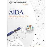 Zweigart AIDA precut 14 ct stella Aida 3706 colore 1329 Splash bianco-grigio, tessuto per punto croce, 48 x 53 cm