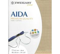 Zweigart AIDA precut 14 ct stella Aida 3706 colore 309 beige, tessuto per punto croce, 48 x 53 cm