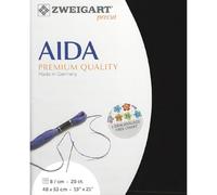 Zweigart AIDA precut 20 ct. Extra Fine Aida 3326 colore 720 nero, tessuto per punto croce, 48 x 53 cm