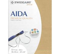 Zweigart AIDA Precut 3793 - Tessuto per punto croce, 18 ct, colore 3040, colore: sabbia, 48 x 53 cm