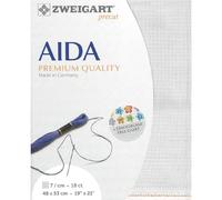 Zweigart AIDA precut 3793 - Tessuto per punto croce, 18 ct, colore: grigio chiaro, bianco, 48 x 53 cm