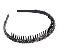 ZWEquipint Cerchietto da donna con strass con denti antiscivolo, per uso quotidiano ed eventi speciali, in argento, nero, grigio, blu navy, bordeaux, cachi (blu navy)