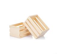 ZWEquipint Cestino portaoggetti in legno di pino per mini accessori, scatola rustica in legno per l'organizzazione della casa delle bambole, piccolo contenitore artigianale, beige, 12,5 x 8,8 x 7 cm