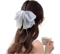 ZWEquipint Fermaglio per capelli da donna viola chiaro con fiocco in pizzo retrò per stile francese in tessuto barrette per l'estate alla moda elegante accessorio per capelli (viola chiaro)