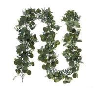 ZWEquipint Ghirlanda di eucalipto artificiale, 2 m, con orchidee, resistente ai raggi UV, per tavolo da matrimonio, decorazione ad arco, rustico, verde