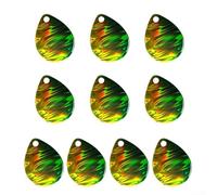 ZWEquipint Kit di esche da pesca con lame spinner, 10 pezzi, in rame, modificate dai raggi UV, colorate, fai da te, per trote e spigole, salmone glaucomi (verde)