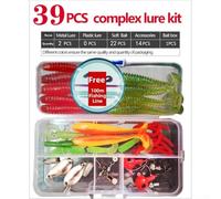 ZWEquipint Kit di esche da pesca con scatola per attrezzatura a strati, set da 23-75 pezzi per trota, luccio, spigola, esche morbide in gomma termoplastica EVA (E)