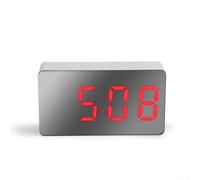 ZWEquipint Orologio da auto con specchio a LED con display multicolore, sveglia elettronica portatile digitale per viaggi, ufficio, camera da letto, design silenzioso (rosso)