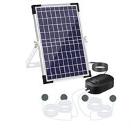 ZWEquipint Pompa solare per ossigeno, 10 W, 10 V, con batteria da 4400 mAh, kit aeratore per laghetto con 3 modalità di funzionamento fino a 110 ore, include 4 pietre d'aria per giardino, laghetti