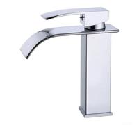 ZWEquipint Rubinetto miscelatore per lavabo da bagno a cascata in acciaio | Rubinetto monocomando per lavabo con cartuccia a disco senza perdite, per bagno moderno, finitura nera