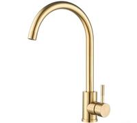 ZWEquipint Rubinetto miscelatore per lavello da cucina in acciaio inox 304, rubinetto dell'acqua calda e fredda con rotazione di 360 gradi, finitura oro spazzolato per il miglioramento della casa, 338