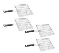 ZWEquipint Set di 4 teglie pieghevoli per pane tostato e griglia, struttura in acciaio inox con comoda maniglia per cucinare all'aperto e campeggio