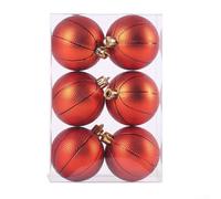 ZWEquipint Set di ornamenti natalizi, confezione da 6 palline di plastica infrangibili per albero di calcio, basket, baseball, palline da appendere per le festività (B)