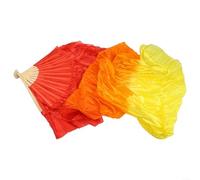 ZWEquipint Ventaglio da ballo lungo 1,8 m per spettacoli teatrali, rosso/arancione/blu/nero con 16 costole, materiale sintetico imitazione seta, leggero, confezione da 2 (arancione)