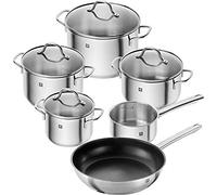 Zwilling 1009164 Flow-Set di 6 pentole Rotonde, 18/10, Acciaio Inossidabile, Argento