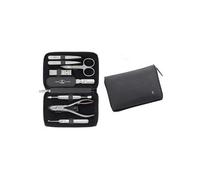 ZWILLING Set manicure, 8 pezzi, cura completa delle unghie, pedicure, formato da viaggio, custodia in vera pelle con cerniera, premium, Nero