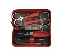 Zwilling 97247-035 Custodia per Manicure (5 pezzi), in pelle, con cerniera lampo (rosso), utensili nichelati