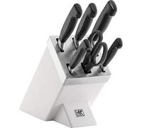 ZWILLING Four Star ceppo coltelli da cucina autoaffilante 7 pezzi, acciaio speciale inox, bianco, Made in Germany