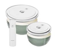 ZWILLING Fresh & Save BOWLS Set di ciotole con coperchio e pompa per sottovuoto, 5-pz. / 18/24 cm / M/L, eucalipto / bianco