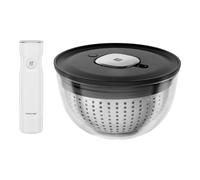 ZWILLING Fresh & Save Centrifuga per insalata con pompa per sottovuoto, 3 pz. / 24 cm, grigio / bianco, acciaio inox