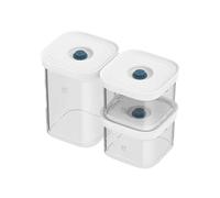 ZWILLING FRESH & SAVE CUBE La Mer - Set di 3 scatole sottovuoto, misura S e 1 taglia 2S, ermetica e sottovuoto, lavabile in lavastoviglie, trasparente La Mer