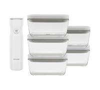 ZWILLING FRESH & SAVE Set di contenitori e pompa per sottovuoto, 6-pz. / M, grigio / bianco, Vetro