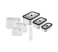 ZWILLING Fresh & Save Set Meal Prep con pompa e sacchetti Flex, 10 pz. / S/M/L, argento / trasparente, acciaio inox