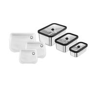ZWILLING Fresh & Save Set Meal Prep con sacchetti Flex, 9 pz. / S/M/L, argento / trasparente, acciaio inox / plastica